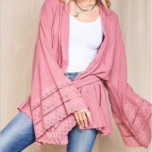 Raw Hem 100% Cotton Blend Kimono